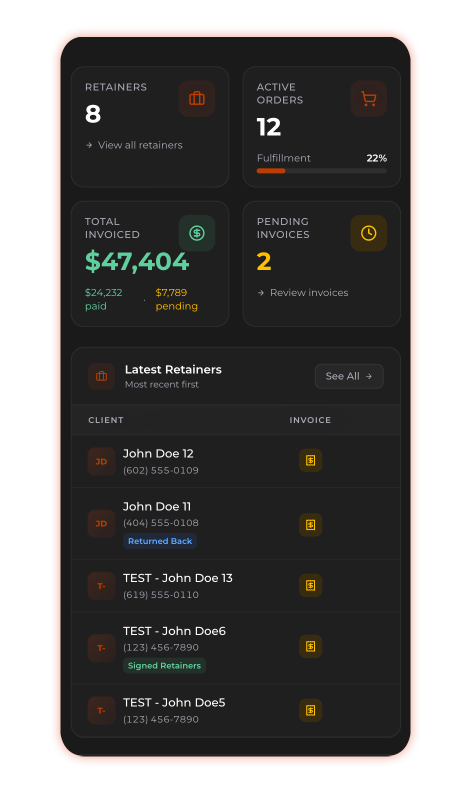 Lawyer portal preview (mobile)